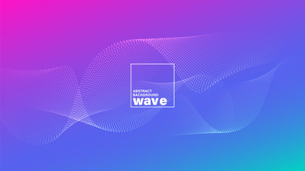 Abstract wave shape on gradient vivid bright magenta blue background. Minimal futuristic design backdrop.