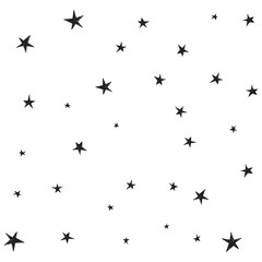 Set of cute hand drawn star. Abstract vector background with black starry.