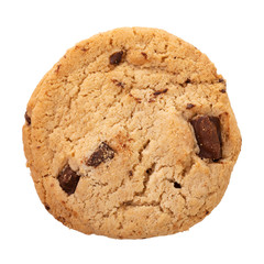 Chocolate chip cookies isolated on white background with clipping path.