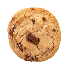 Chocolate chip cookies isolated on white background with clipping path.