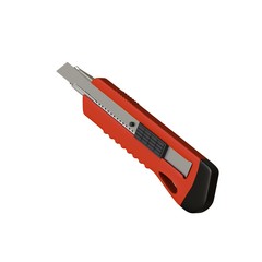 Red paper knife isolated on white background. 3D rendering of excellent quality in high resolution. It can be enlarged and used as a background or texture.