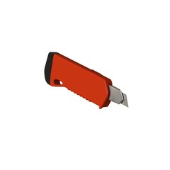 Red paper knife isolated on white background. 3D rendering of excellent quality in high resolution. It can be enlarged and used as a background or texture.