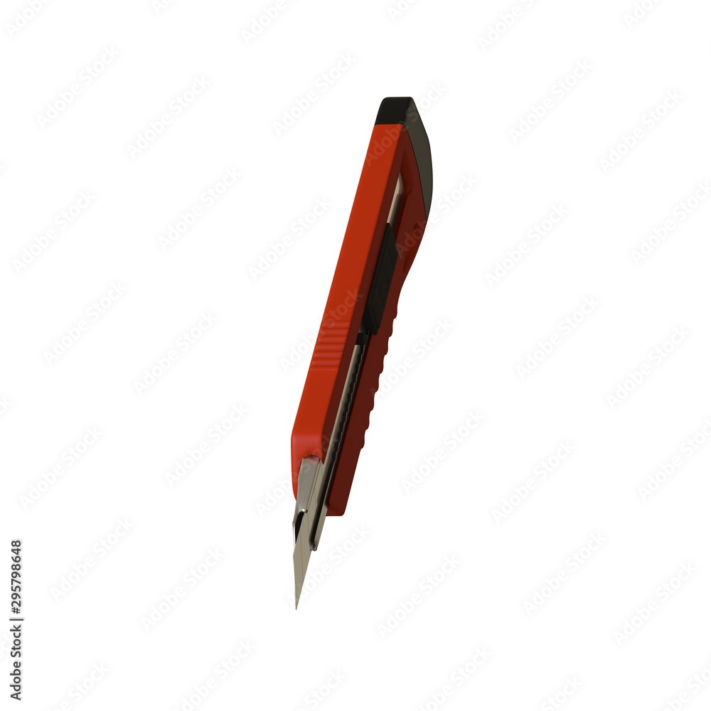 Fototapete red paper knife isolated on white background. 3d rendering of excellent quality in high resolution. 