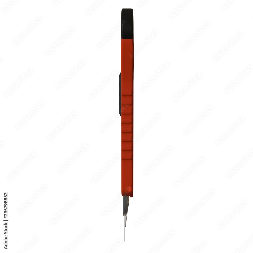 Fototapete red paper knife isolated on white background. 3d rendering of excellent quality in high resolution. 