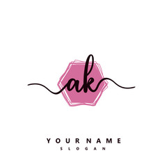 AK Initial handwriting logo vector