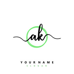 AK Initial handwriting logo vector