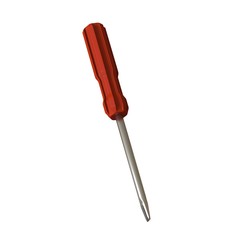 Screwdriver with a red pen on a white background, isolate. 3D rendering of excellent quality in high resolution. It can be enlarged and used as a background or texture.