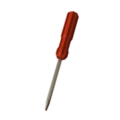 Screwdriver with a red pen on a white background, isolate. 3D rendering of excellent quality in high resolution. It can be enlarged and used as a background or texture.