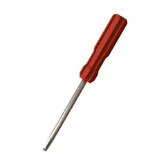 Screwdriver with a red pen on a white background, isolate. 3D rendering of excellent quality in high resolution. It can be enlarged and used as a background or texture.