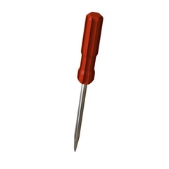 Fototapeta premium Śrubokręt z czerwonym piórem na białym tle, izolowanie. Renderowanie 3D doskonałej jakości w wysokiej rozdzielczości. Można go powiększyć i wykorzystać jako tło lub teksturę.