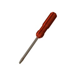 Screwdriver with a red pen on a white background, isolate. 3D rendering of excellent quality in high resolution. It can be enlarged and used as a background or texture.