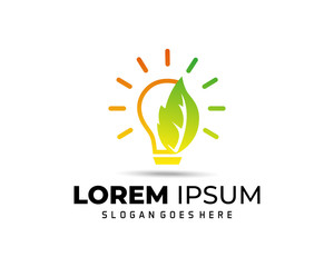 Eco Green Alternative Energy Logo design vector template. Leaf with Fire shape Logotype concept icon.