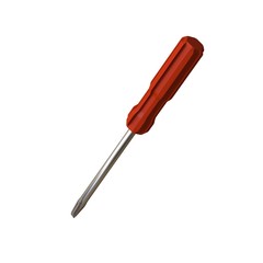 Screwdriver with a red pen on a white background, isolate. 3D rendering of excellent quality in high resolution. It can be enlarged and used as a background or texture.