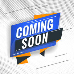 Coming soon. Promotional concept template for banner, website, poster. Special offer tag. Vector illustration