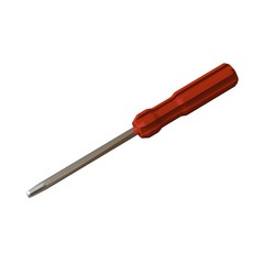 Screwdriver with a red pen on a white background, isolate. 3D rendering of excellent quality in high resolution. It can be enlarged and used as a background or texture.