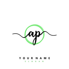 AP Initial handwriting logo vector