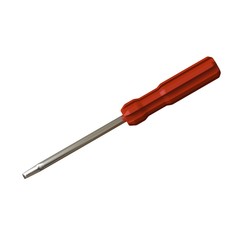 Screwdriver with a red pen on a white background, isolate. 3D rendering of excellent quality in high resolution. It can be enlarged and used as a background or texture.