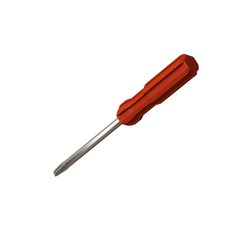 Screwdriver with a red pen on a white background, isolate. 3D rendering of excellent quality in high resolution. It can be enlarged and used as a background or texture.