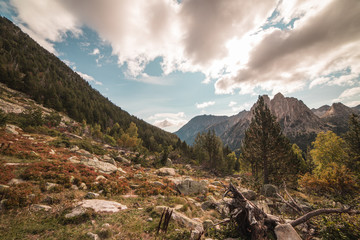 mountain landscape with blue sky and clouds