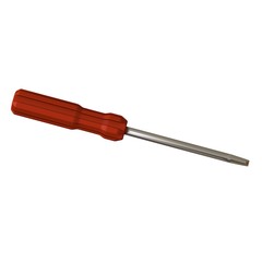 Screwdriver with a red pen on a white background, isolate. 3D rendering of excellent quality in high resolution. It can be enlarged and used as a background or texture.