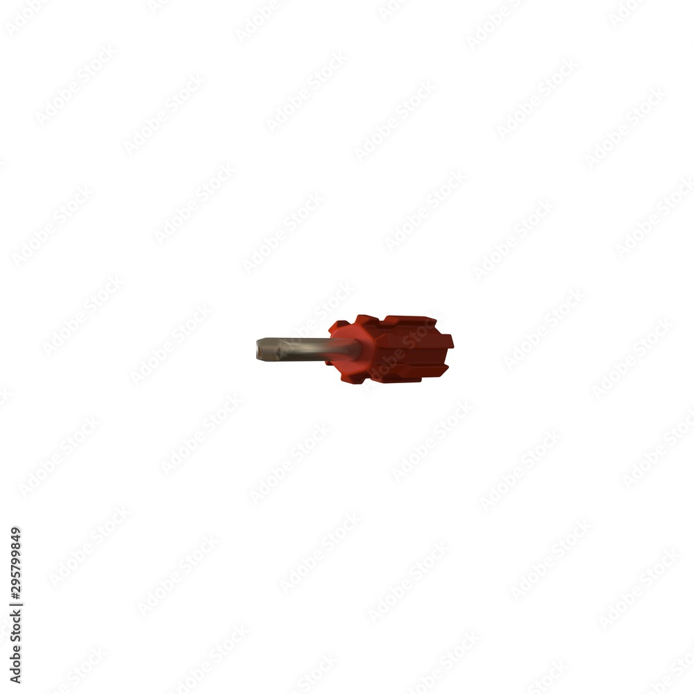 Fototapete screwdriver with a red pen on a white background, isolate. 3d rendering of excellent quality in high