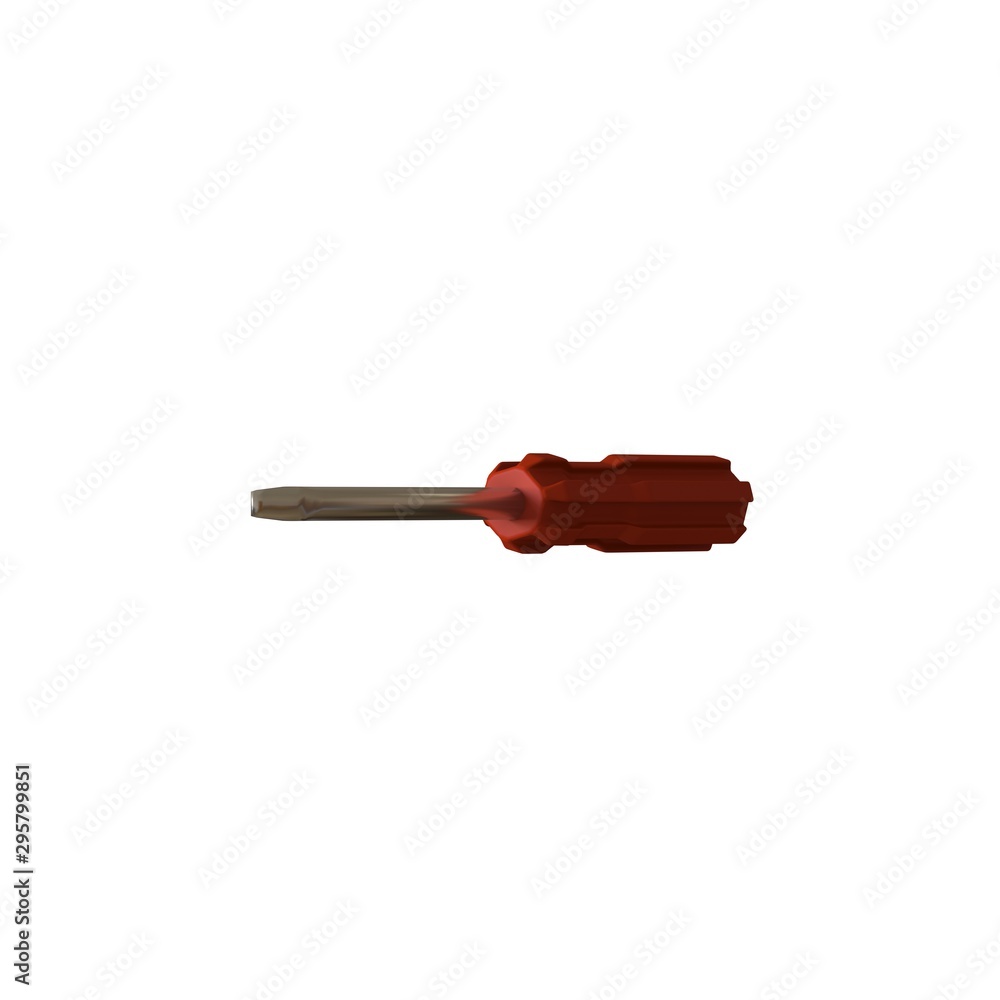 Fototapete screwdriver with a red pen on a white background, isolate. 3d rendering of excellent quality in high