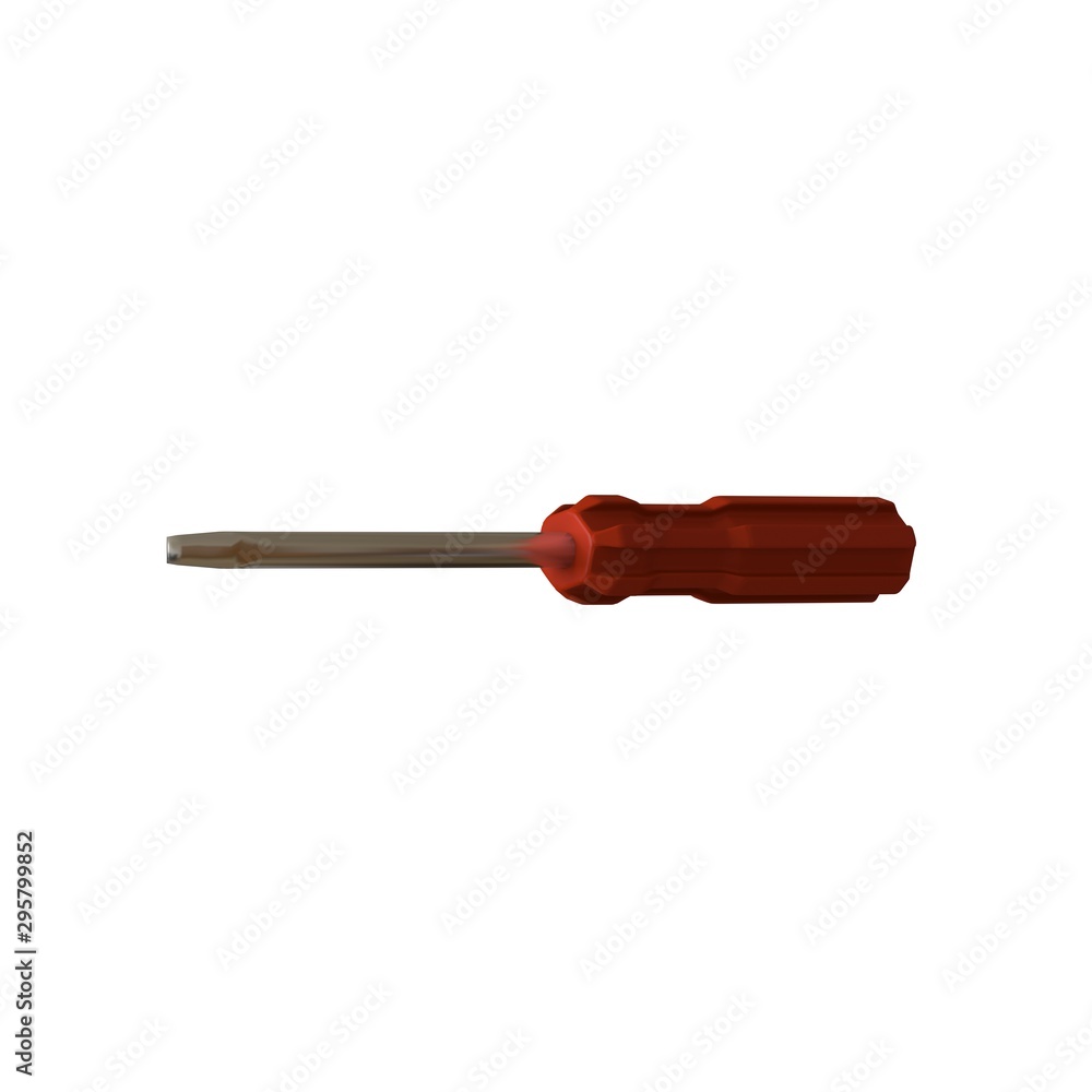 Fototapete screwdriver with a red pen on a white background, isolate. 3d rendering of excellent quality in high