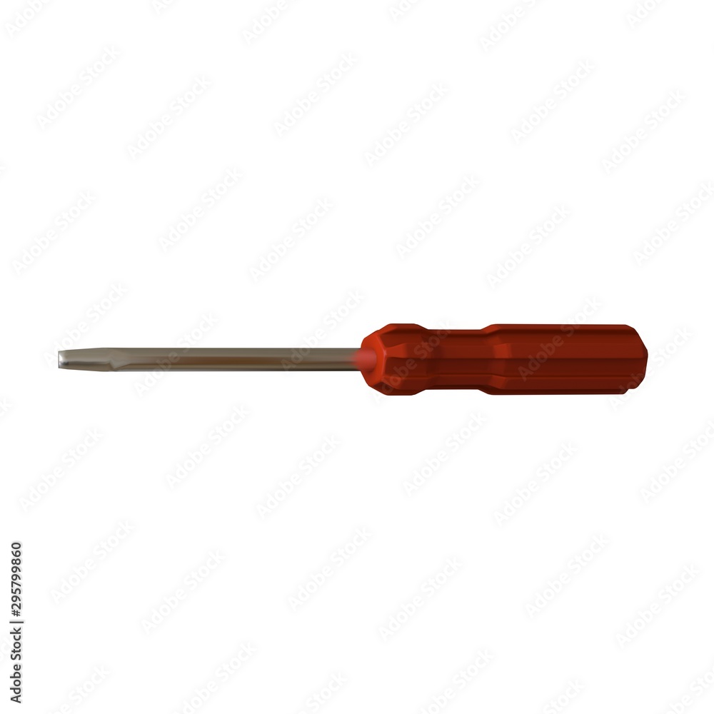 Fototapete screwdriver with a red pen on a white background, isolate. 3d rendering of excellent quality in high