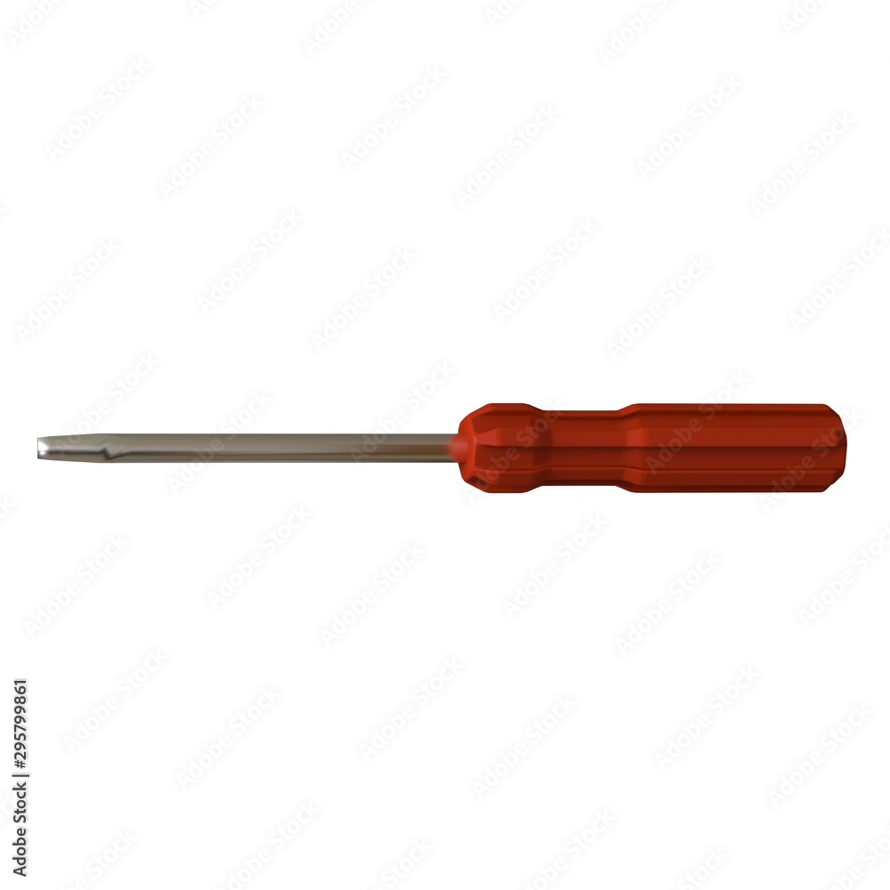 Fototapete screwdriver with a red pen on a white background, isolate. 3d rendering of excellent quality in high