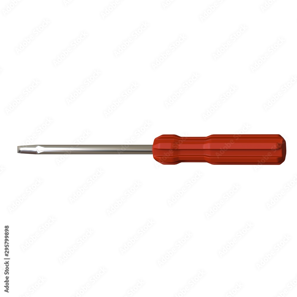 Fototapete screwdriver with a red pen on a white background, isolate. 3d rendering of excellent quality in high