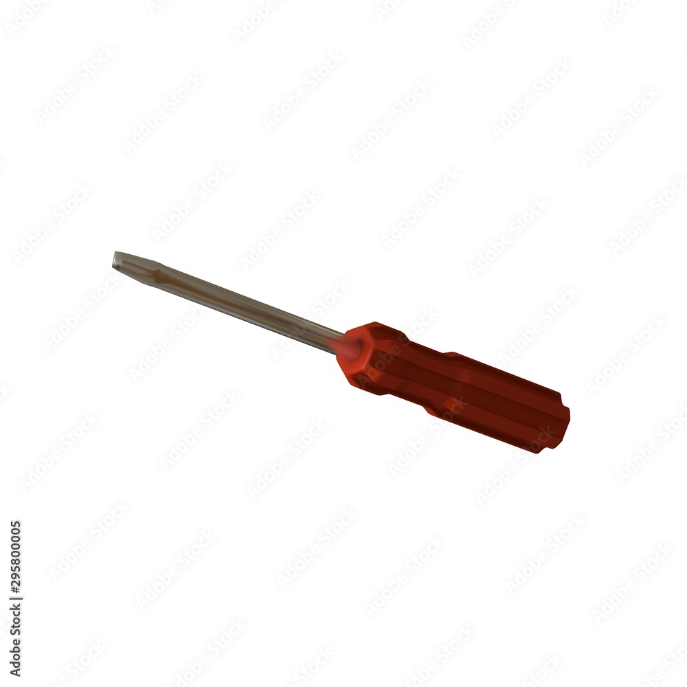 Fototapete screwdriver with a red pen on a white background, isolate. 3d rendering of excellent quality in high