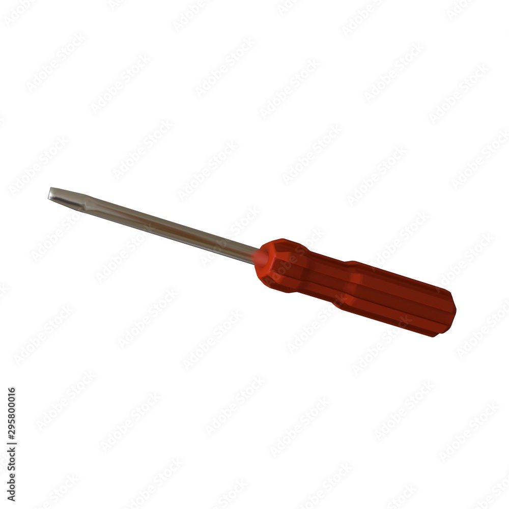 Fototapete screwdriver with a red pen on a white background, isolate. 3d rendering of excellent quality in high