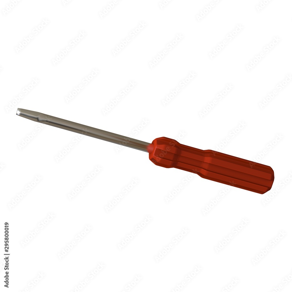 Fototapete screwdriver with a red pen on a white background, isolate. 3d rendering of excellent quality in high