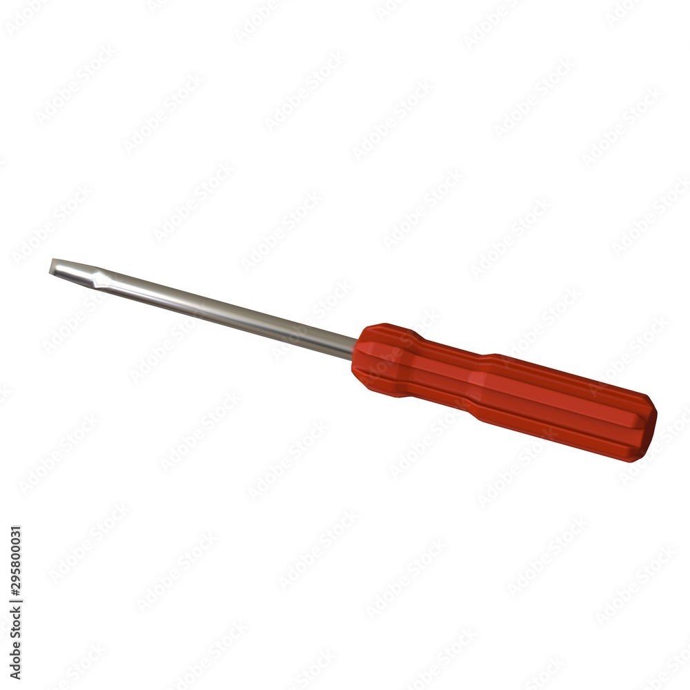Fototapete screwdriver with a red pen on a white background, isolate. 3d rendering of excellent quality in high