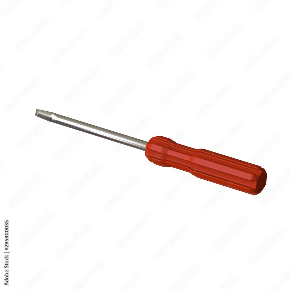 Fototapete screwdriver with a red pen on a white background, isolate. 3d rendering of excellent quality in high