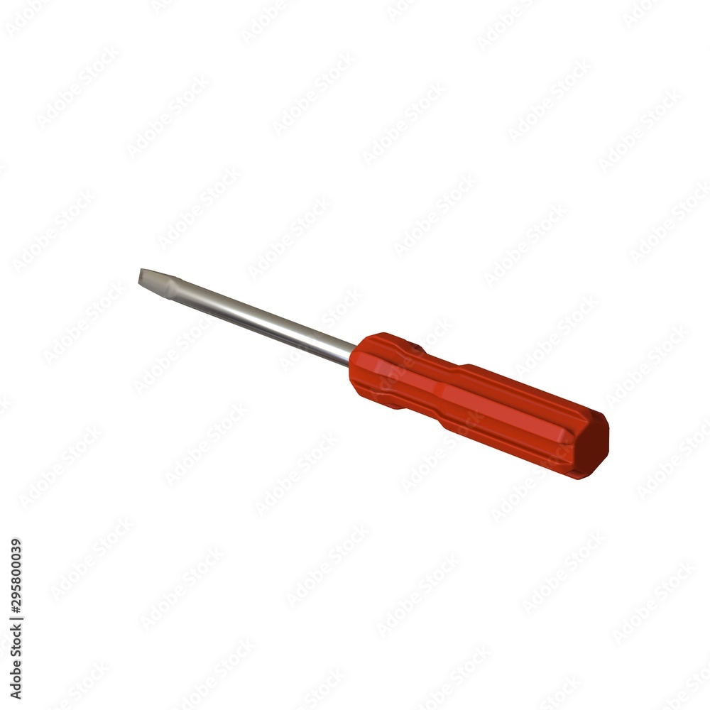 Fototapete screwdriver with a red pen on a white background, isolate. 3d rendering of excellent quality in high