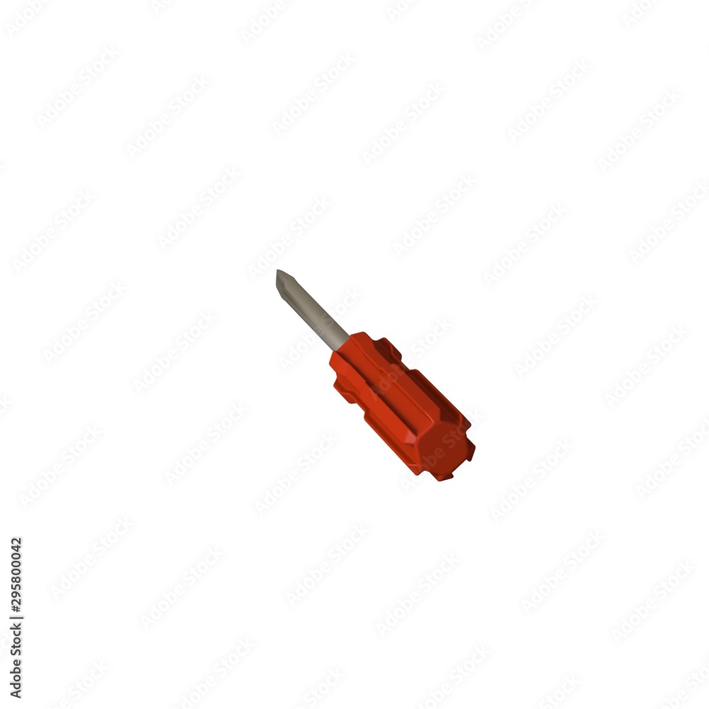 Fototapete screwdriver with a red pen on a white background, isolate. 3d rendering of excellent quality in high