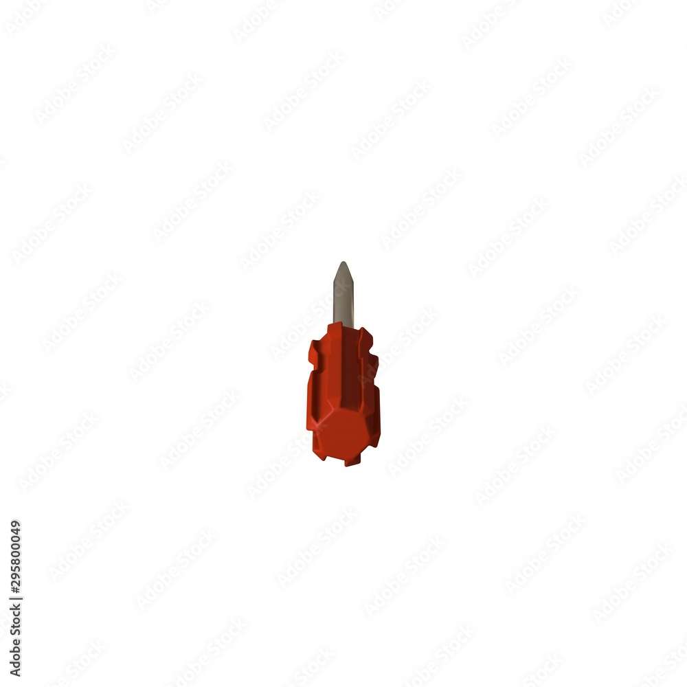 Fototapete screwdriver with a red pen on a white background, isolate. 3d rendering of excellent quality in high