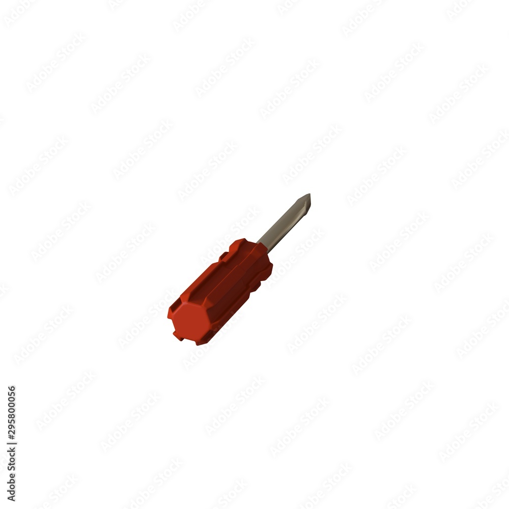 Fototapete screwdriver with a red pen on a white background, isolate. 3d rendering of excellent quality in high
