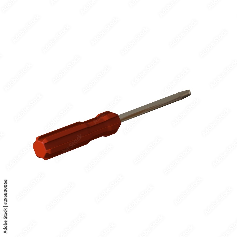 Fototapete screwdriver with a red pen on a white background, isolate. 3d rendering of excellent quality in high