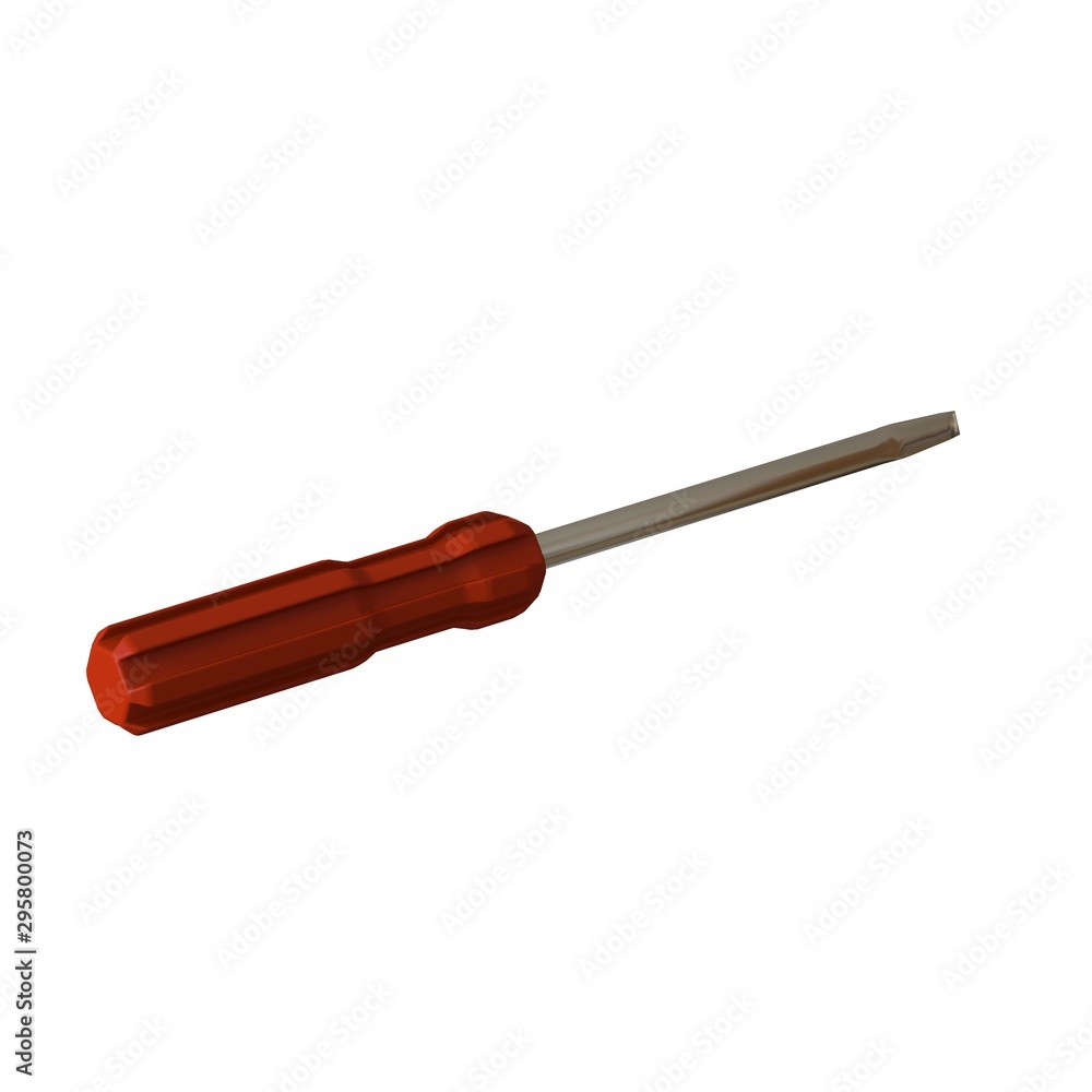 Fototapete screwdriver with a red pen on a white background, isolate. 3d rendering of excellent quality in high