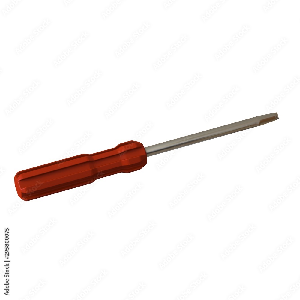 Fototapete screwdriver with a red pen on a white background, isolate. 3d rendering of excellent quality in high