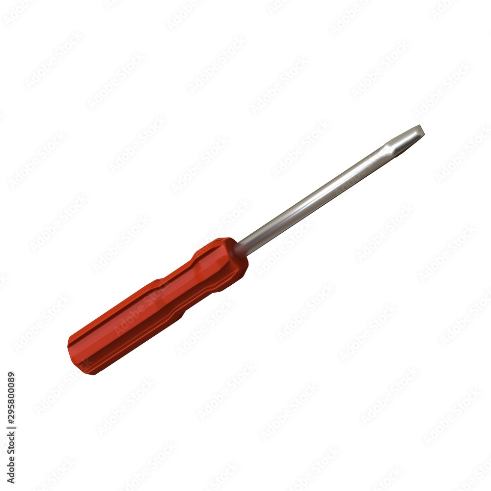 Fototapete screwdriver with a red pen on a white background, isolate. 3d rendering of excellent quality in high