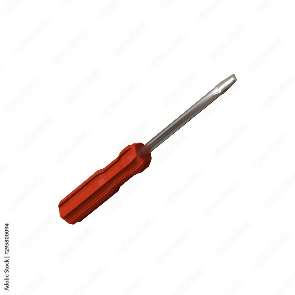 Fototapete screwdriver with a red pen on a white background, isolate. 3d rendering of excellent quality in high