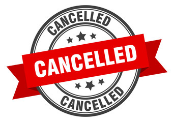 cancelled label. cancelled red band sign. cancelled