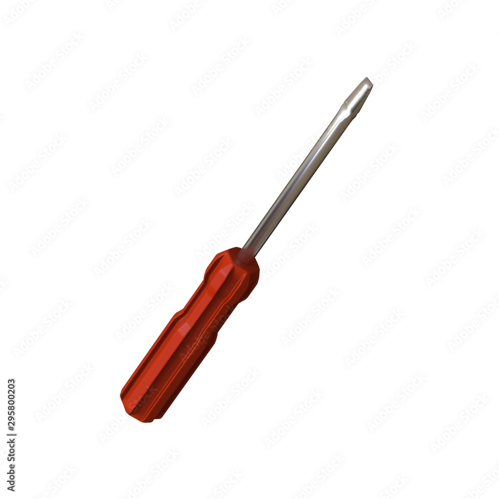 Fototapete screwdriver with a red pen on a white background, isolate. 3d rendering of excellent quality in high