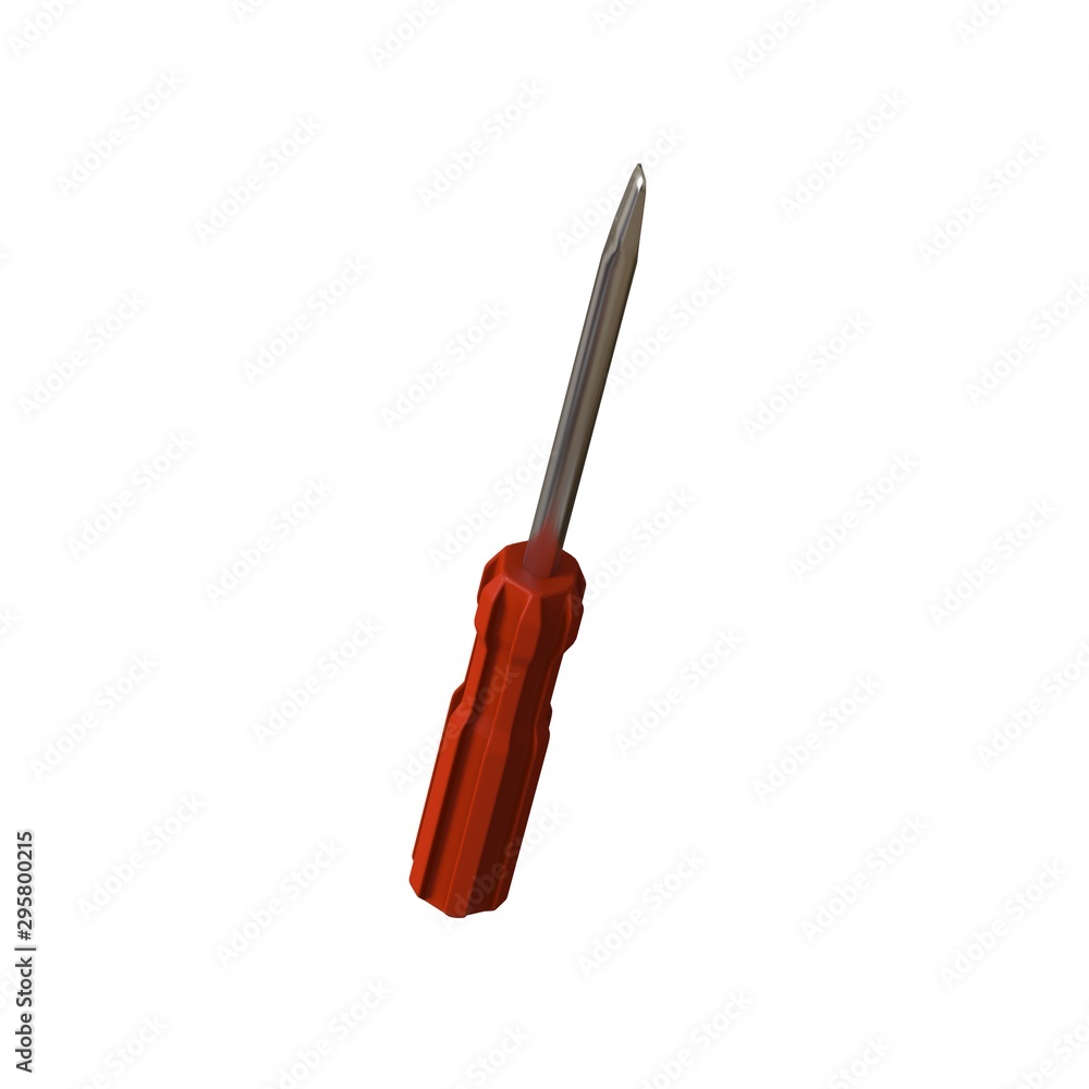 Fototapete screwdriver with a red pen on a white background, isolate. 3d rendering of excellent quality in high