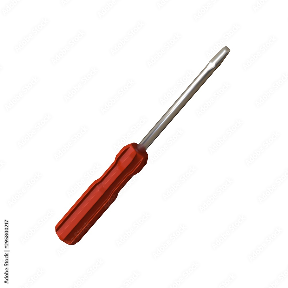 Fototapete screwdriver with a red pen on a white background, isolate. 3d rendering of excellent quality in high