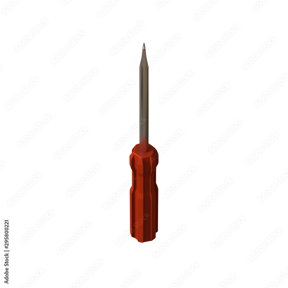 Fototapete screwdriver with a red pen on a white background, isolate. 3d rendering of excellent quality in high