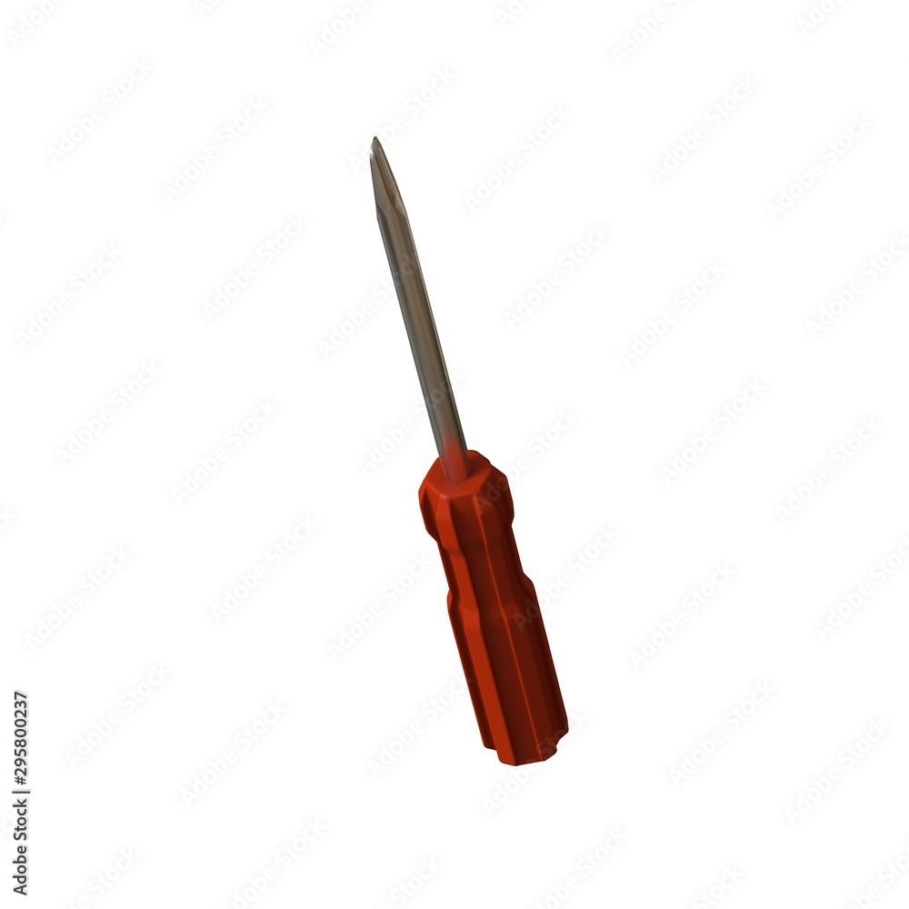 Fototapete screwdriver with a red pen on a white background, isolate. 3d rendering of excellent quality in high